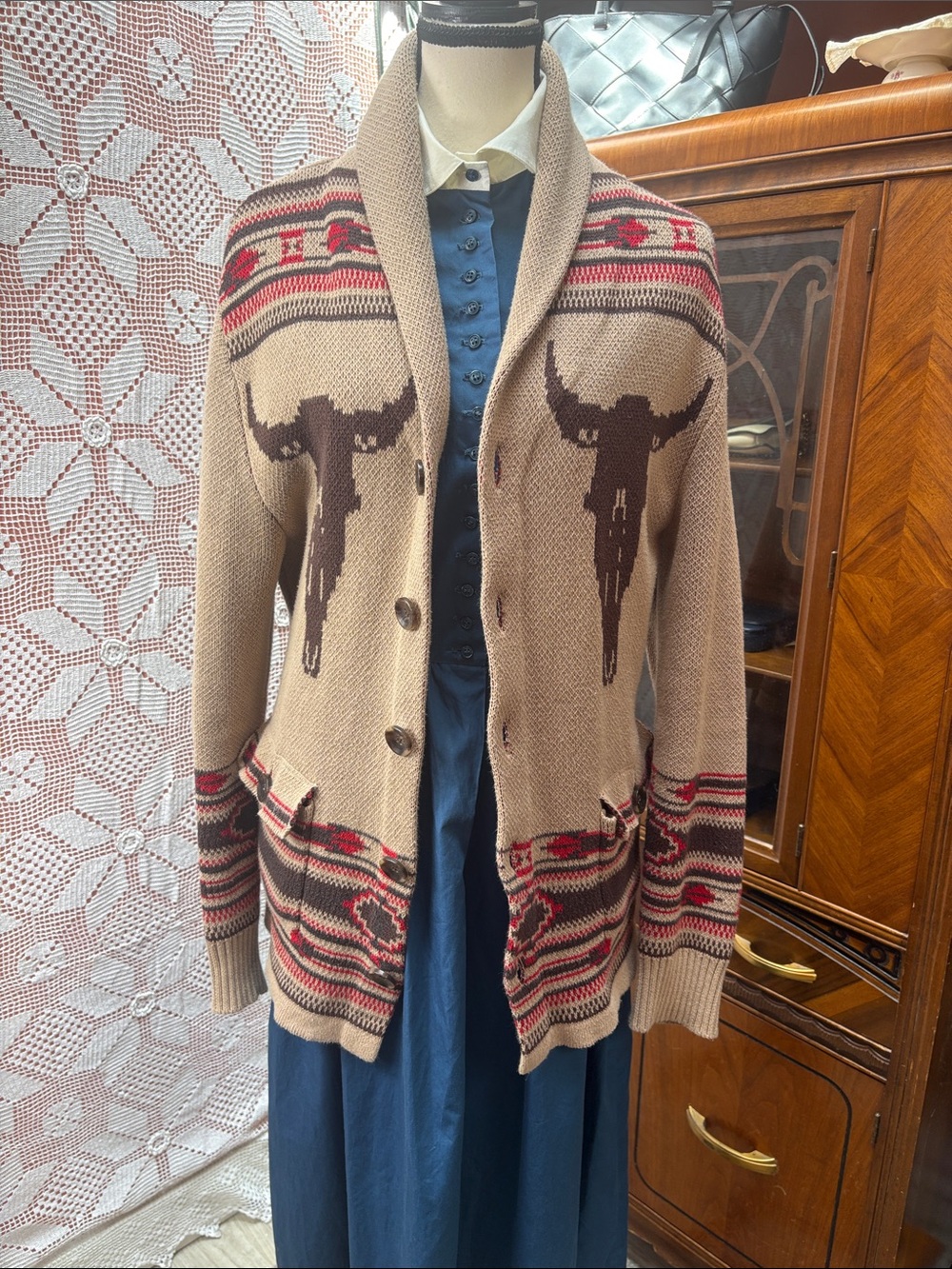 Y2K Rock & Roll Denim Southwestern Sweater